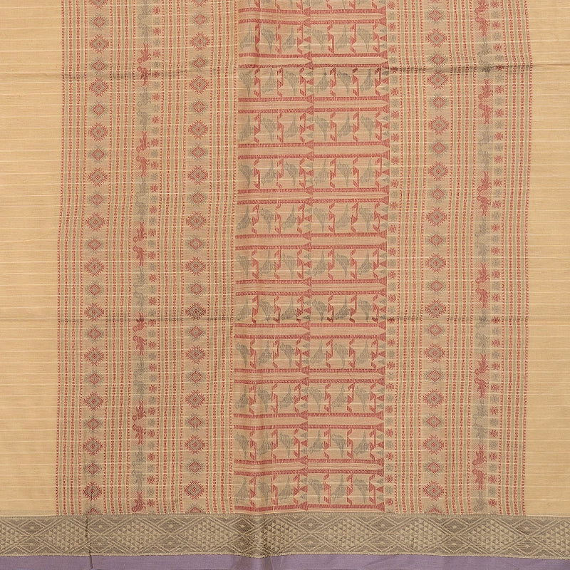 Hayagrivas Beige Handloom Kanchi Cotton Saree SSCBF132H6-1