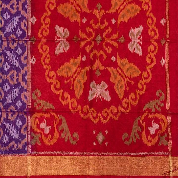 Hayagrivas Purple Ikkat Kora Silk Cotton Saree SSCBF155H1-12