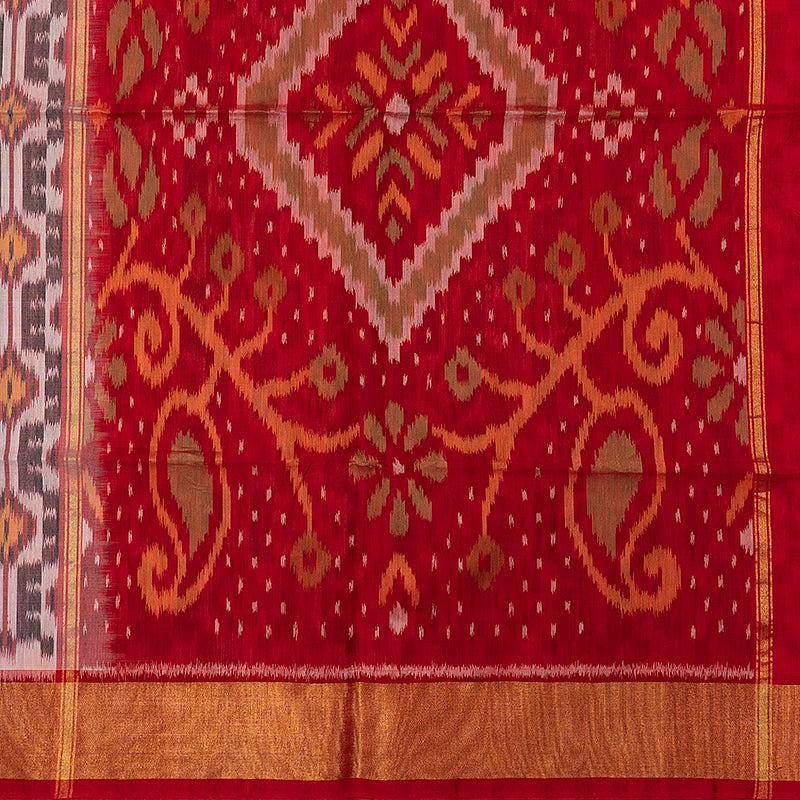Hayagrivas Grey Ikkat Kora Silk Cotton Saree SSCBF155H1-17
