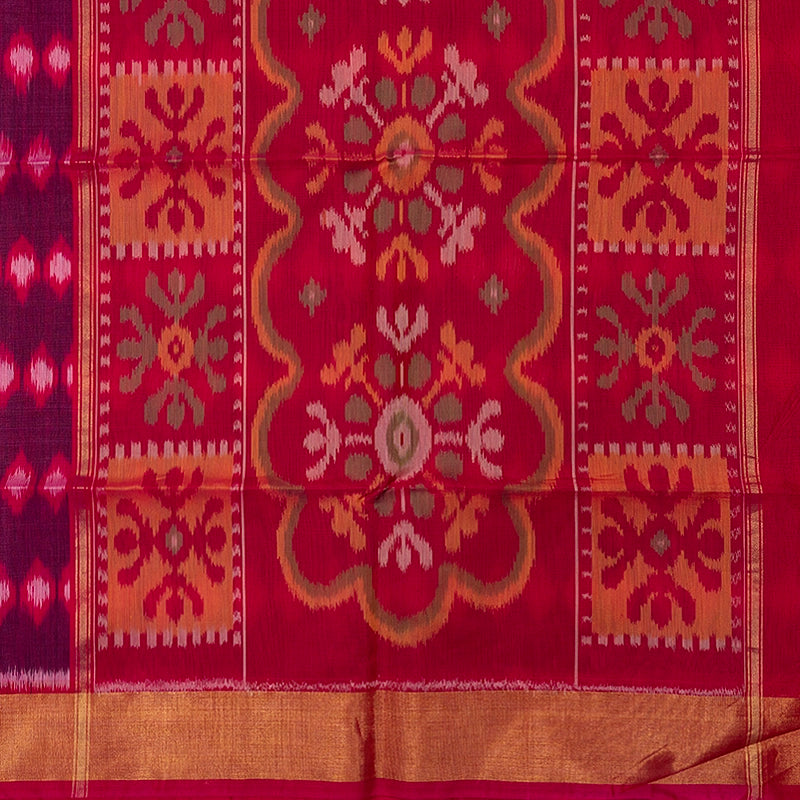 Hayagrivas Purple Ikkat Kora Silk Cotton Saree SSCBF155H1-18