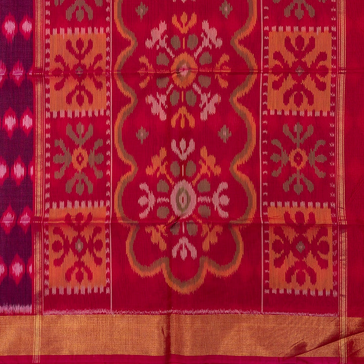 Hayagrivas Purple Ikkat Kora Silk Cotton Saree SSCBF155H1-18