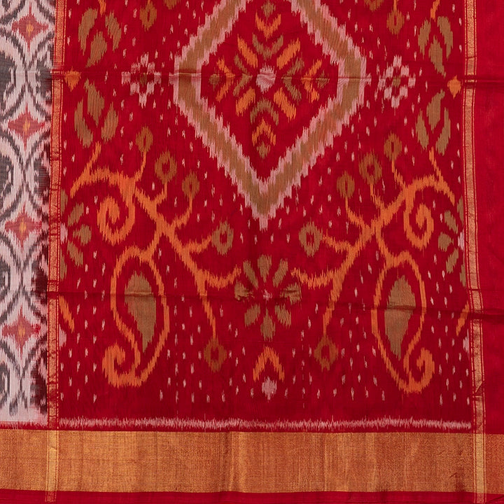 Hayagrivas Grey Ikkat Kora Silk Cotton Saree SSCBF155H1-49