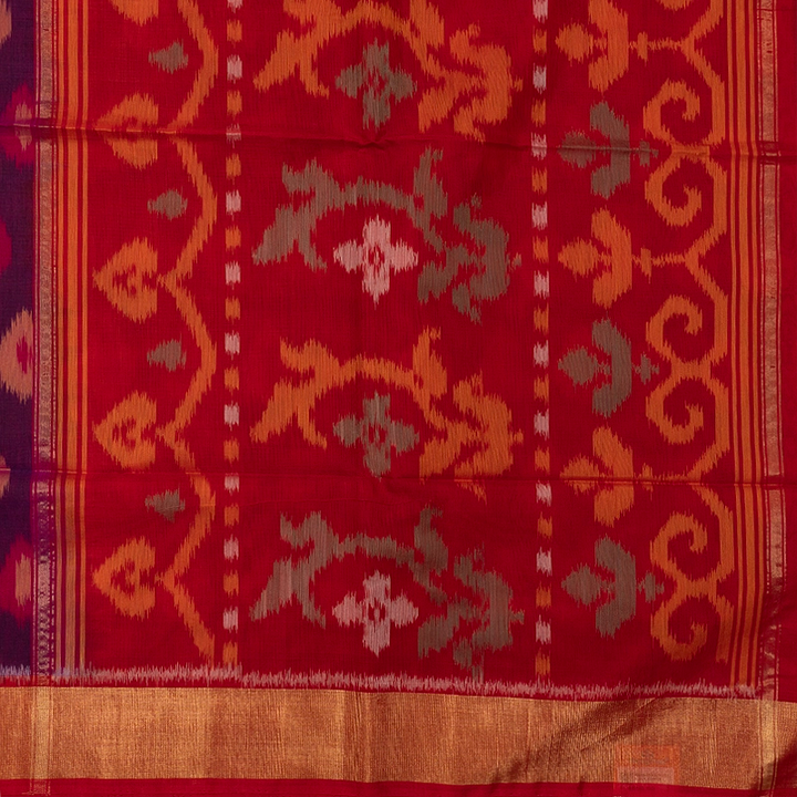 Hayagrivas Deep Purple Ikkat Kora Silk Cotton Saree SSCBF155H1-26