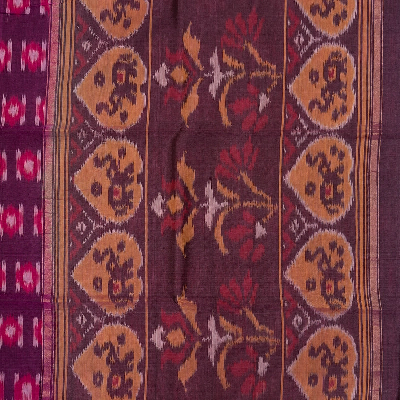 Hayagrivas Purple  Ikkat Kora Silk Cotton Saree SSCBF155H1-3