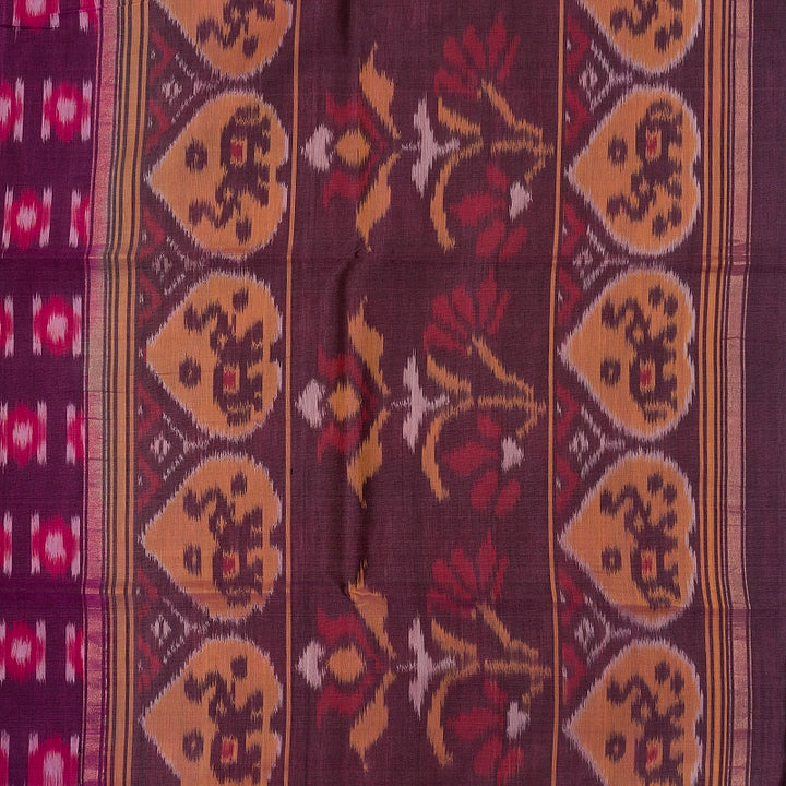Hayagrivas Purple  Ikkat Kora Silk Cotton Saree SSCBF155H1-3