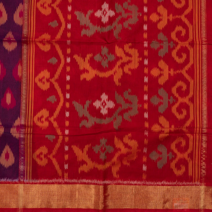 Hayagrivas Purple Ikkat Kora Silk Cotton Saree SSCBF155H1-34