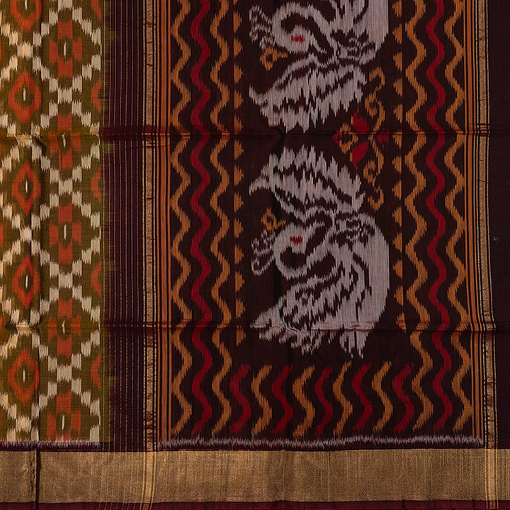 Hayagrivas Mustard Handloom Ikkat Kora Silk Cotton Saree SSCBF155H1-38