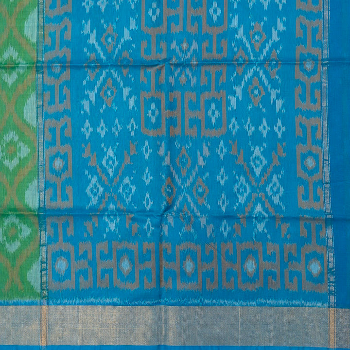 Hayagrivas Parrot Green Ikkat Kora Silk Cotton Saree SSCBF155H1-51