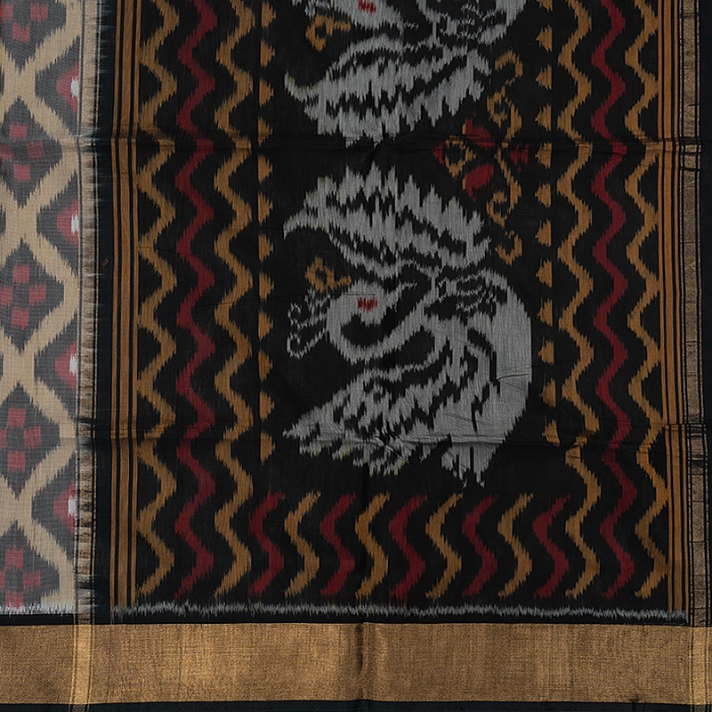 Hayagrivas Grey Handloom  Ikkat Kora Silk Cotton Saree SSCBF155H1-9