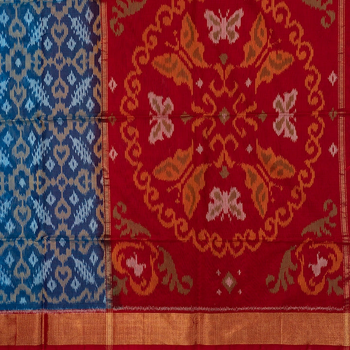 Hayagrivas Ananda Blue Handloom Ikkat Soft Silk Saree SSCBF155H1-94