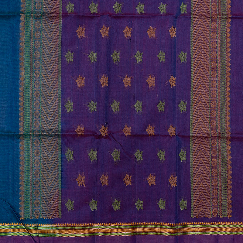 Hayagrivas Ananda Blue Kora Silk Cotton Saree SSCBF156H5-4