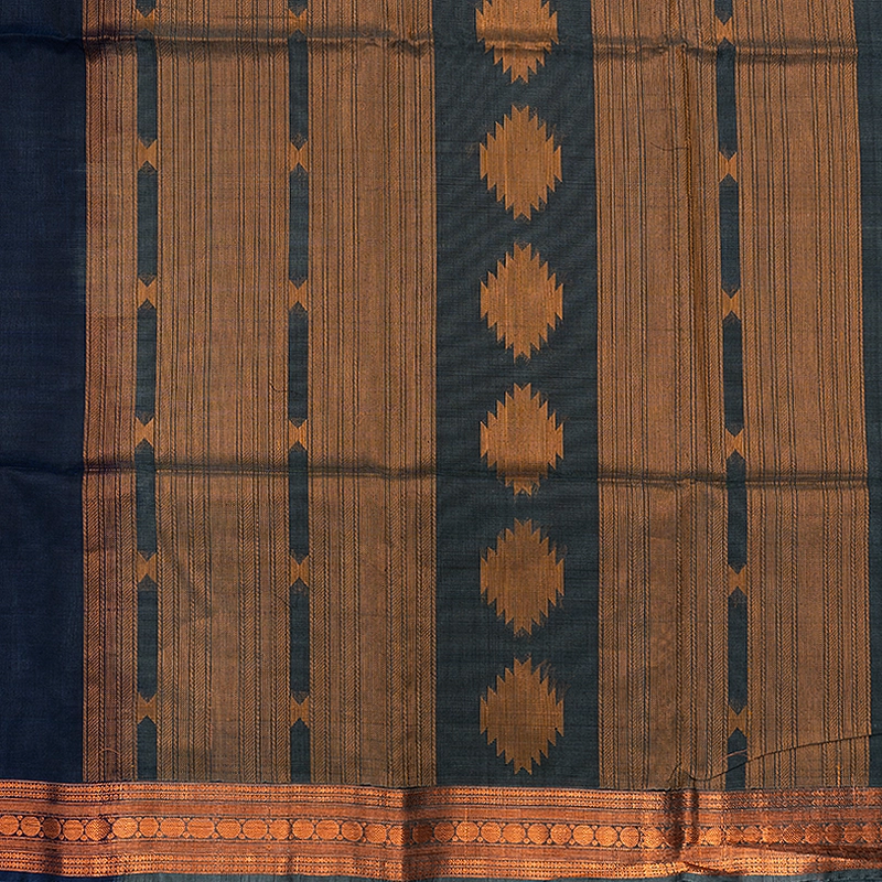 Hayagrivas Navy Blue Kora Silk Cotton Saree SSCBF156H5-6