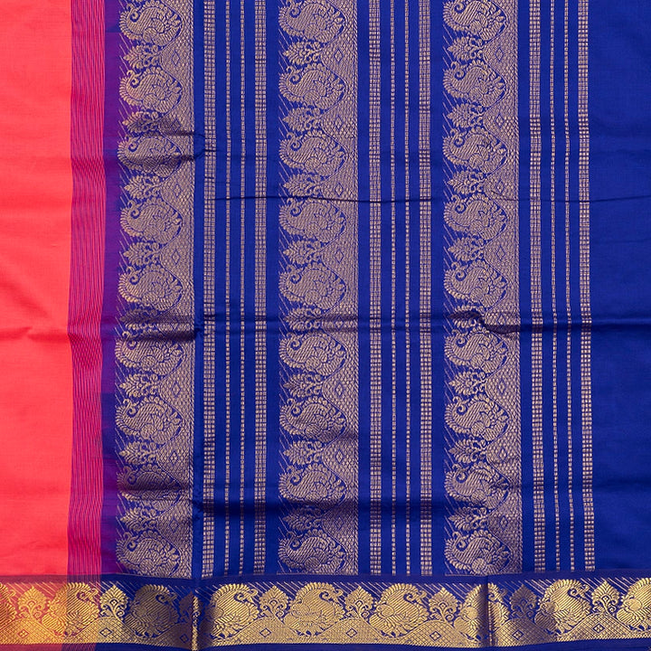 Hayagrivas Bright Coral-Pink Semi Silk Cotton Saree SSCBF164I1-119