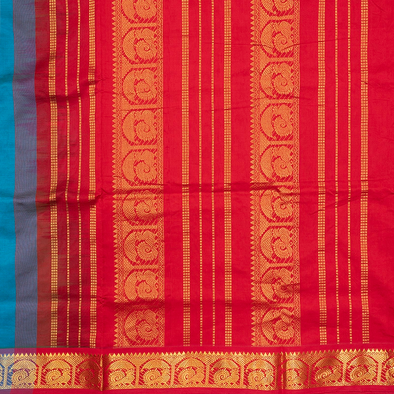 Hayagrivas Peacock Blue Semi Silk Cotton Saree SSCBF164I1-110