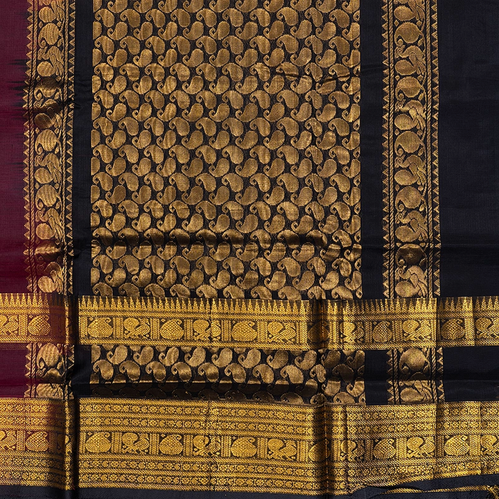 Hayagrivas Maroon Pure Silk Cotton Saree SSCBF16D5-1