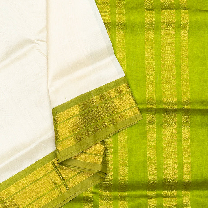 Hayagrivas White Pure Silk Cotton Saree SSCBF175I7-4