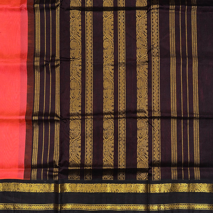 Hayagrivas Bright Orangish-Pink Pure Silk Cotton Saree SSCBF175I7-7