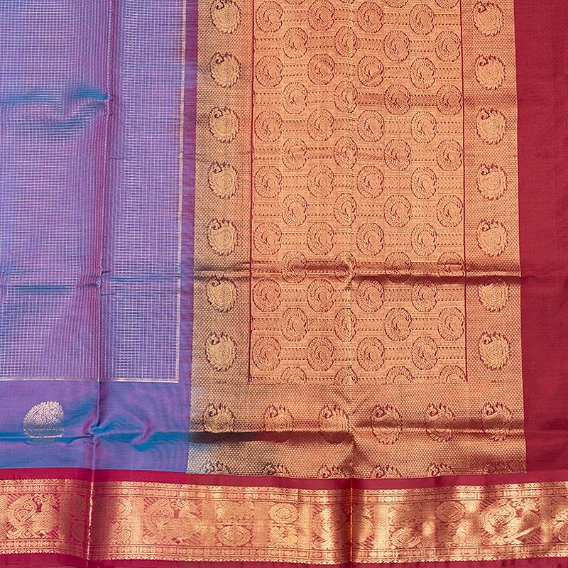 Hayagrivas Blue-Purple Kanchi Silk Cotton Saree SSCBF178I3-9