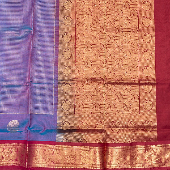 Hayagrivas Blue-Purple Kanchi Silk Cotton Saree SSCBF178I3-9