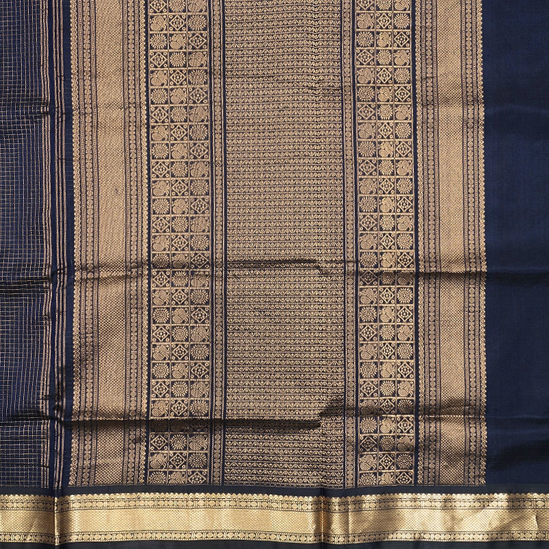 Hayagrivas Navy Blue Kanchi Silk Cotton Saree SSCBF178I4-1