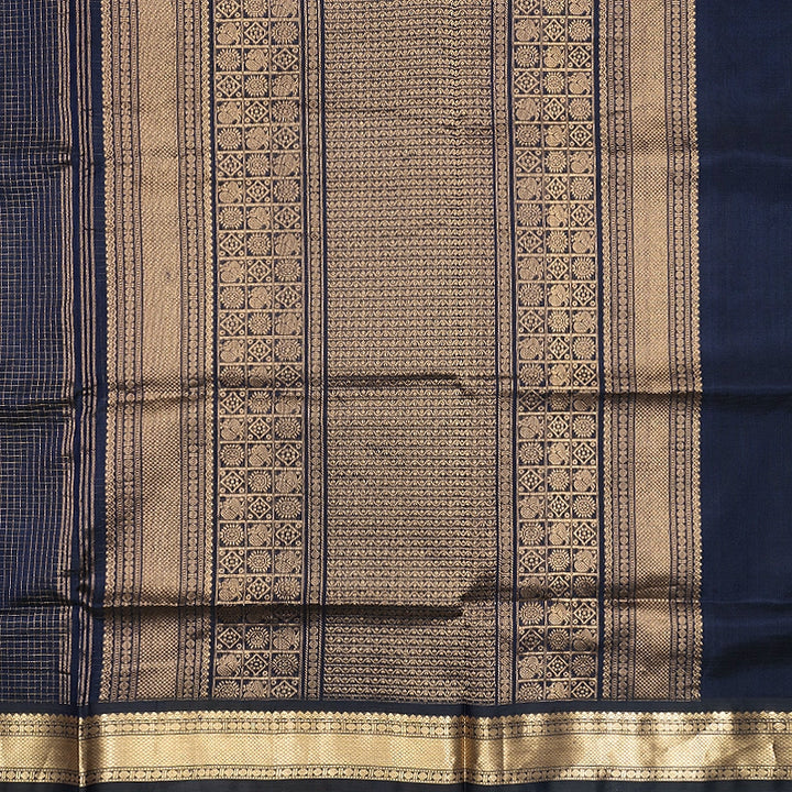 Hayagrivas Navy Blue Kanchi Silk Cotton Saree SSCBF178I4-1