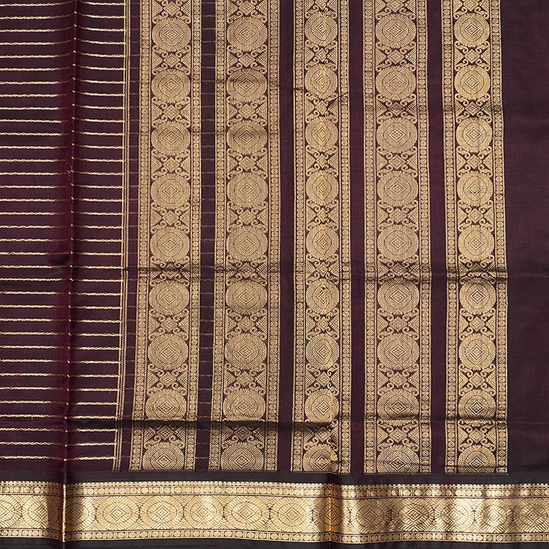 Hayagrivas Dark Brown Kanchi Silk Cotton Saree SSCBF178I4-2