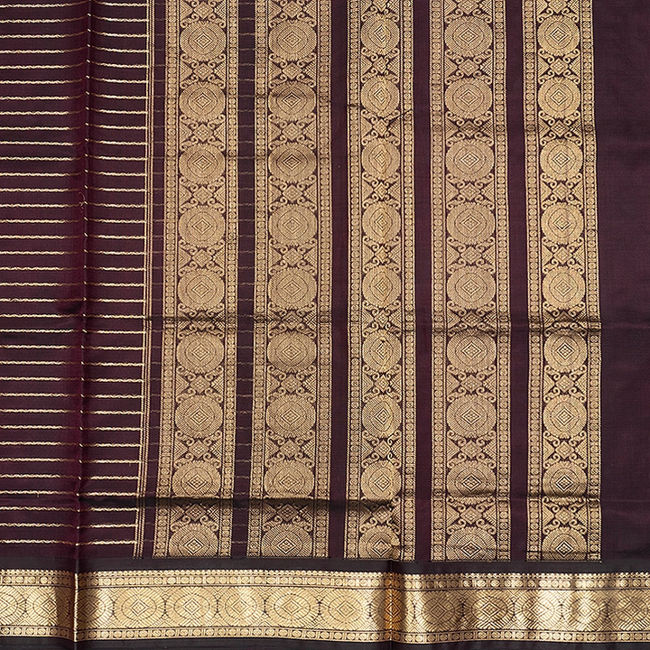 Hayagrivas Dark Brown Kanchi Silk Cotton Saree SSCBF178I4-2