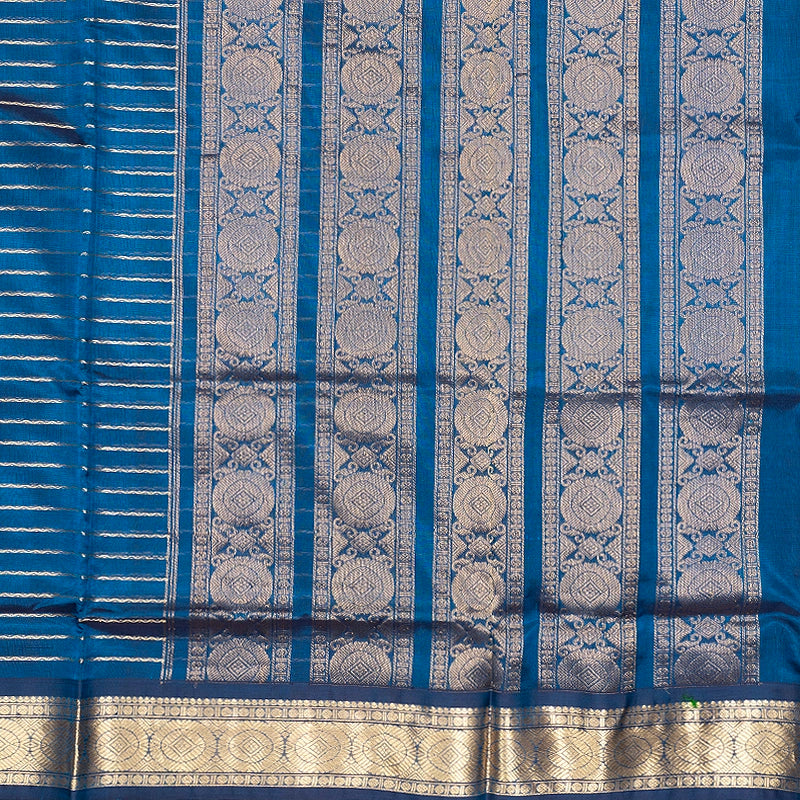 Hayagrivas Peacock Blue Kanchi Silk Cotton Saree SSCBF178I4-8
