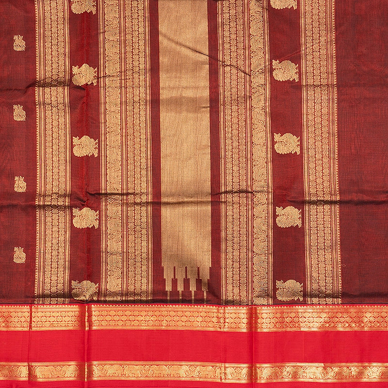 Hayagrivas Maroon Kanchi Silk Cotton Saree SSCBF179I10-1