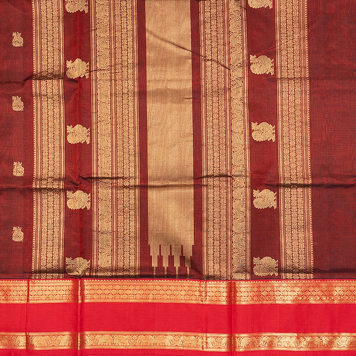 Hayagrivas Maroon Kanchi Silk Cotton Saree SSCBF179I10-1