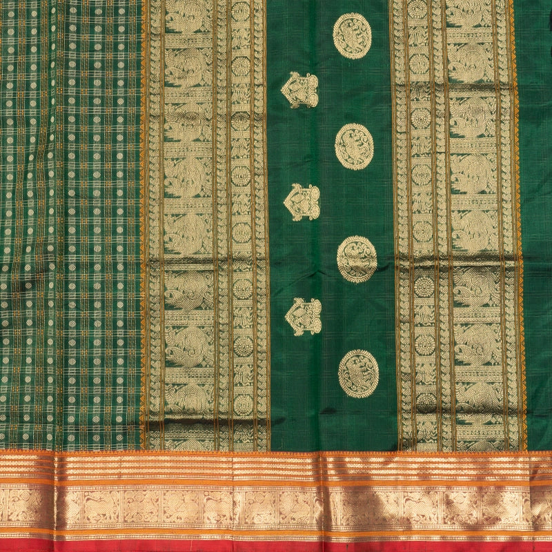 Hayagrivas Bottle Green Kanchi Silk Cotton Saree SSCBF179I12-1