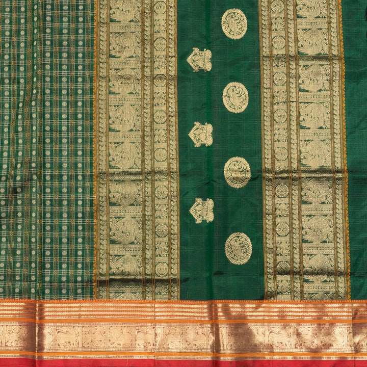 Hayagrivas Bottle Green Kanchi Silk Cotton Saree SSCBF179I12-1