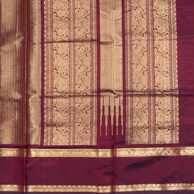 Hayagrivas Wine Marron Tissue Kanchi Silk Cotton Saree SSCBF179I14-5