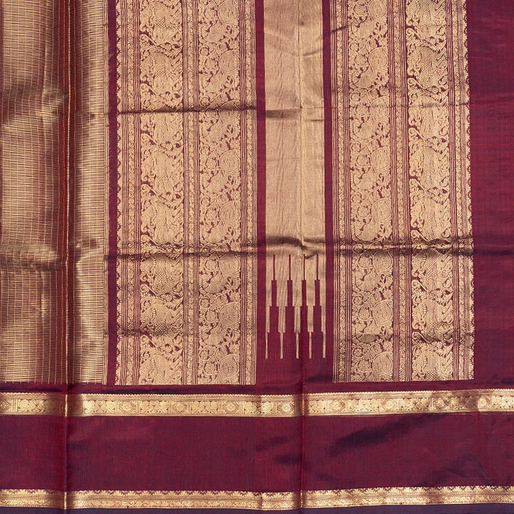 Hayagrivas Wine Marron Tissue Kanchi Silk Cotton Saree SSCBF179I14-5