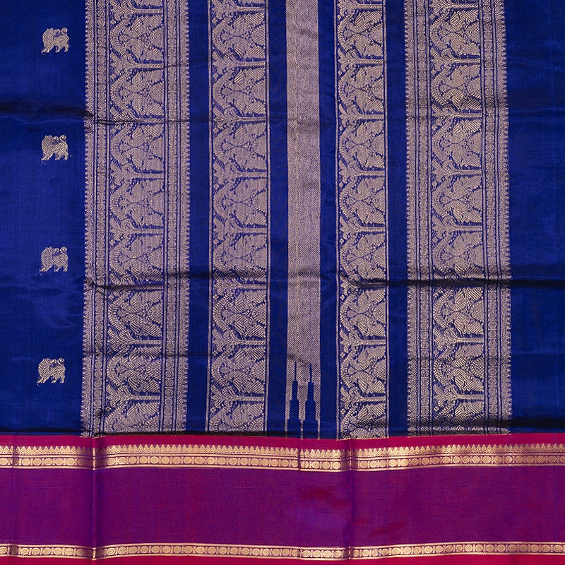Hayagrivas MS Blue Kanchi Silk Cotton Saree SSCBF179I3-2