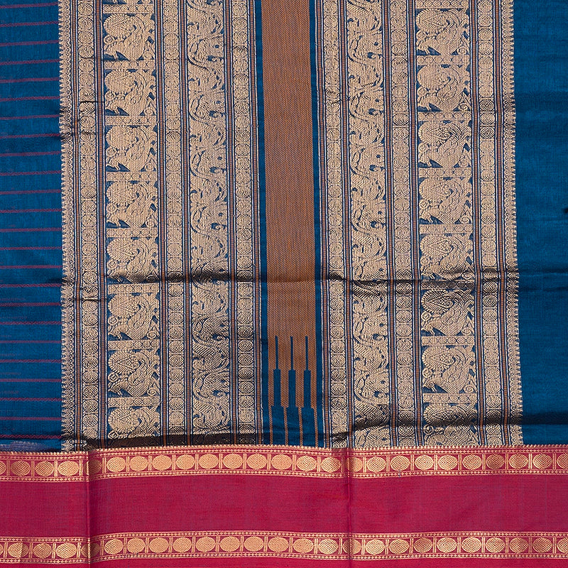 Hayagrivas Peacock Blue Kanchi Silk Cotton Saree SSCBF179I4-15