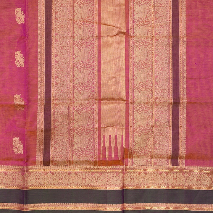 Hayagrivas Orangish Pink Kanchi Silk Cotton Saree SSCBF179I4-3