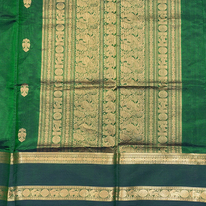 Hayagrivas Meenakshi Green Kanchi Silk Cotton Saree SSCBF179I7-11