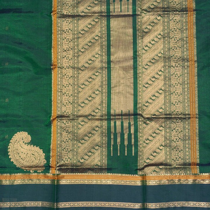 Hayagrivas Bottle Green  Kanchi Silk Cotton Saree SSCBF179I7-3
