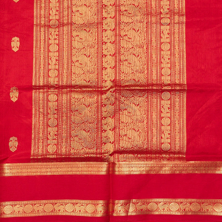 Hayagrivas Red Kanchi Silk Cotton Saree SSCBF179I7-5