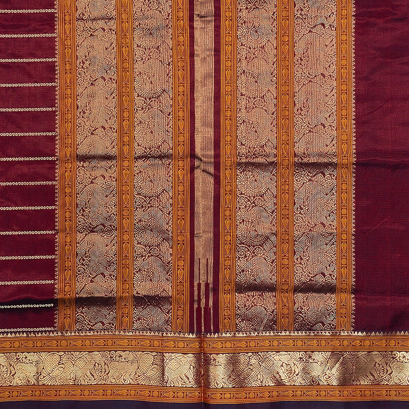 Hayagrivas Burgundy Kanchi Silk Cotton Saree SSCBF179I9-30