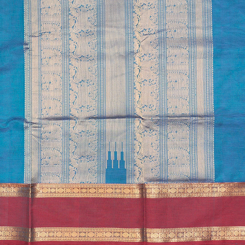 Hayagrivas Peacock Blue Kanchi Silk Cotton Saree SSCBF179I9-32