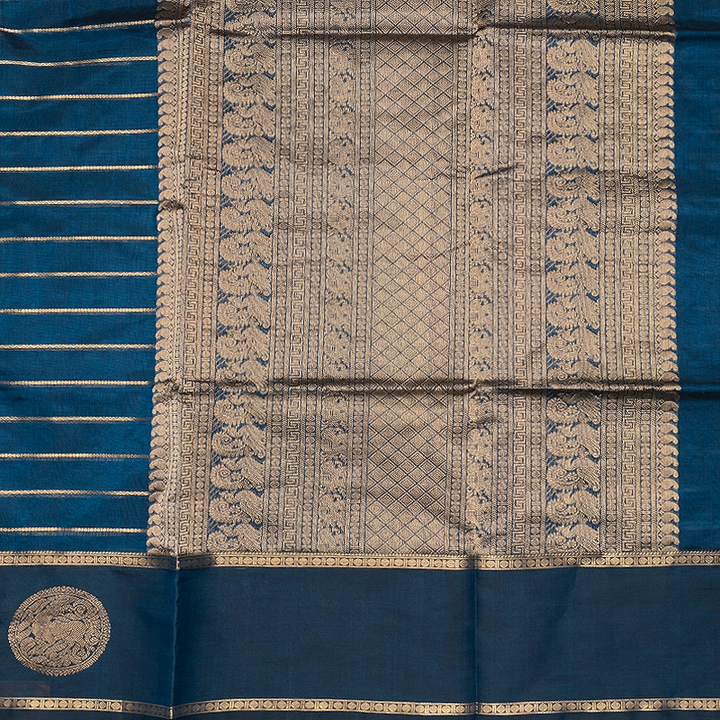 Hayagrivas Peacock Blue Kanchi Silk Cotton Saree SSCBF179I9-35