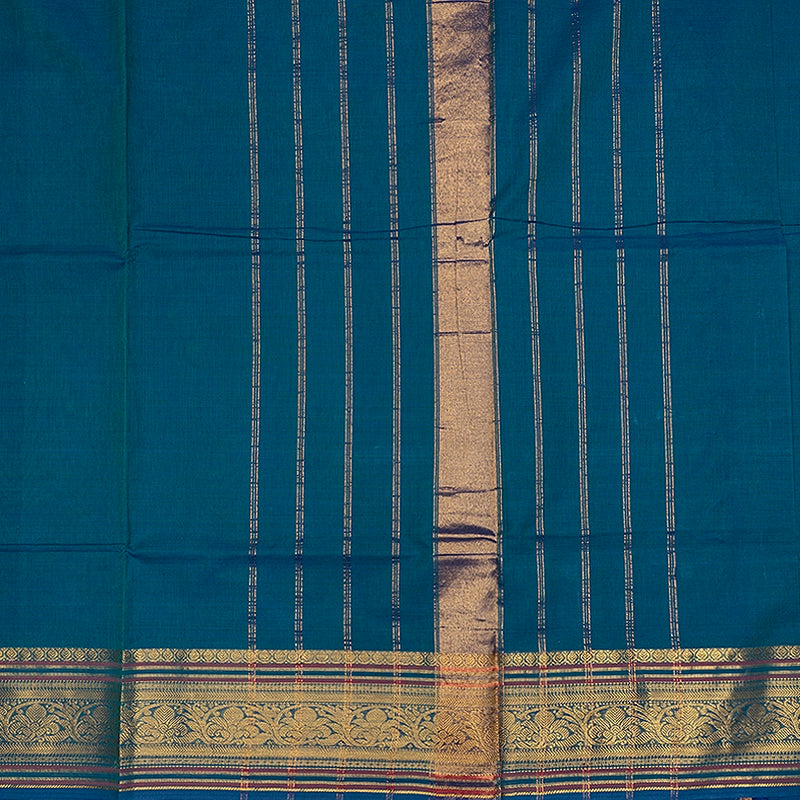 Hayagrivas Peacock Blue Handloom Chettinad Cotton Saree SSCBF188J1-18