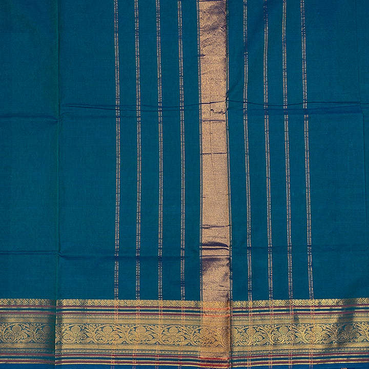 Hayagrivas Peacock Blue Handloom Chettinad Cotton Saree SSCBF188J1-18