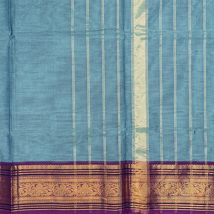 Hayagrivas Bluish-Grey Handloom Chettinad Cotton Saree SSCBF188J1-23