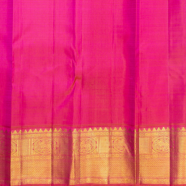 Hayagrivas Handloom Mehandi Green Kanjivaram Silk Saree with Orangish-Pink Border SSCBF189J2-1