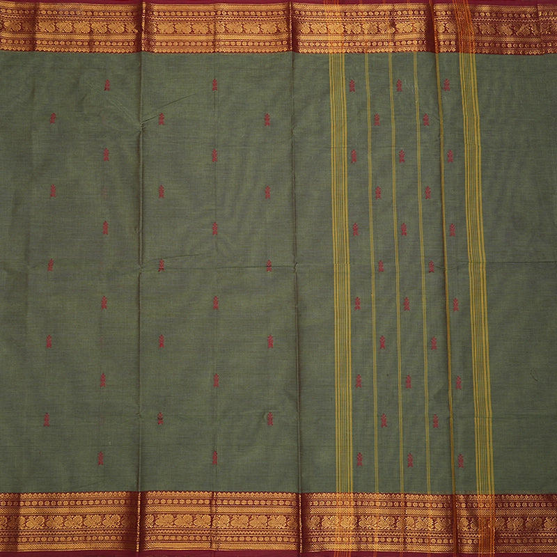 Hayagrivas Cement Green Handloom Chettinad Cotton Saree SSCBF210J1-151