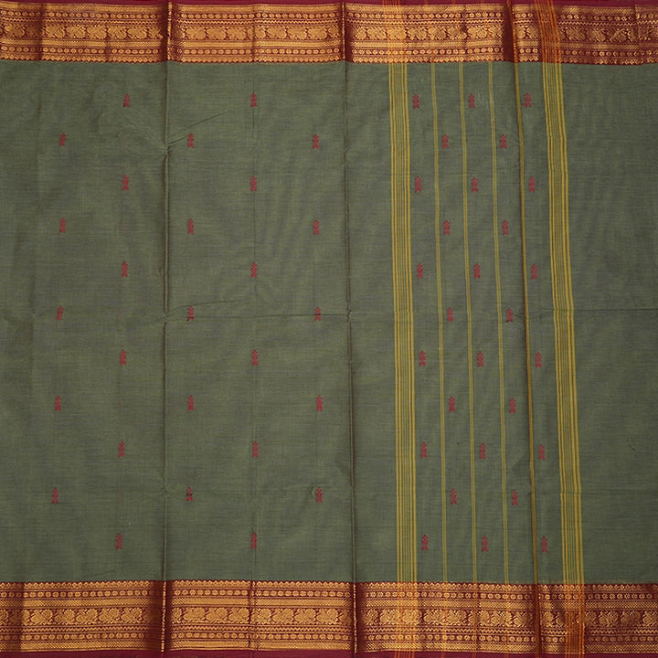 Hayagrivas Cement Green Handloom Chettinad Cotton Saree SSCBF210J1-151
