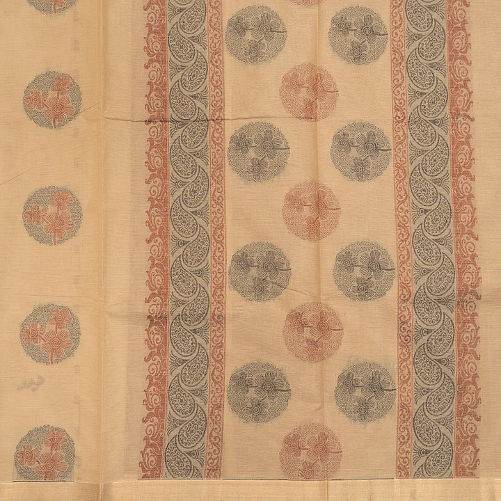 Hayagrivas Cream-Beige Handloom Cotton Saree SSSBF126H5-3